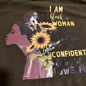 Fashion Nova Olive Graphic Tee with Sunflower and Butterfly